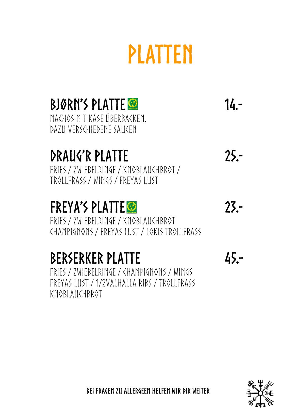 Menu di Valhalla Bar Basel 