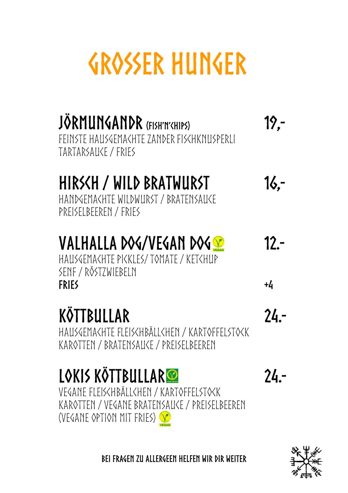 Menu di Valhalla Bar Basel 