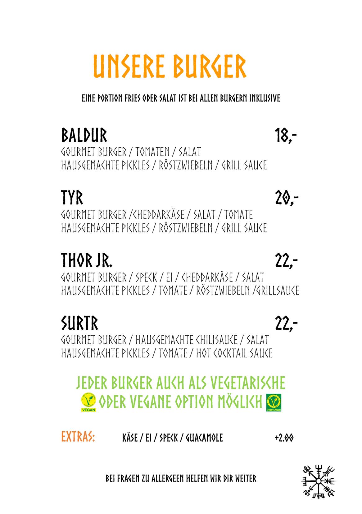 Menu di Valhalla Bar Basel 