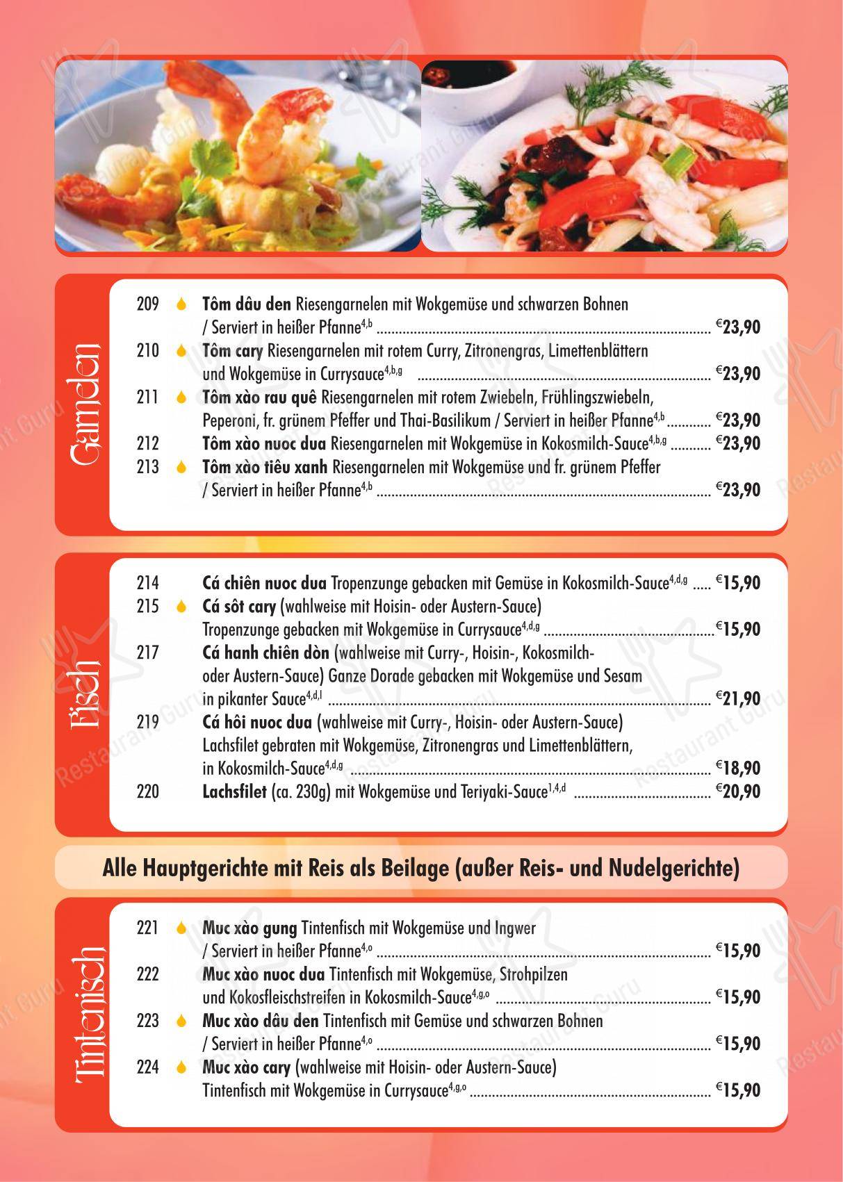 Menu pour VanDo restaurant