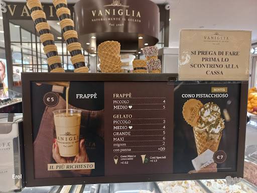 Menu de Vaniglia Gelaterie - CC Valecenter