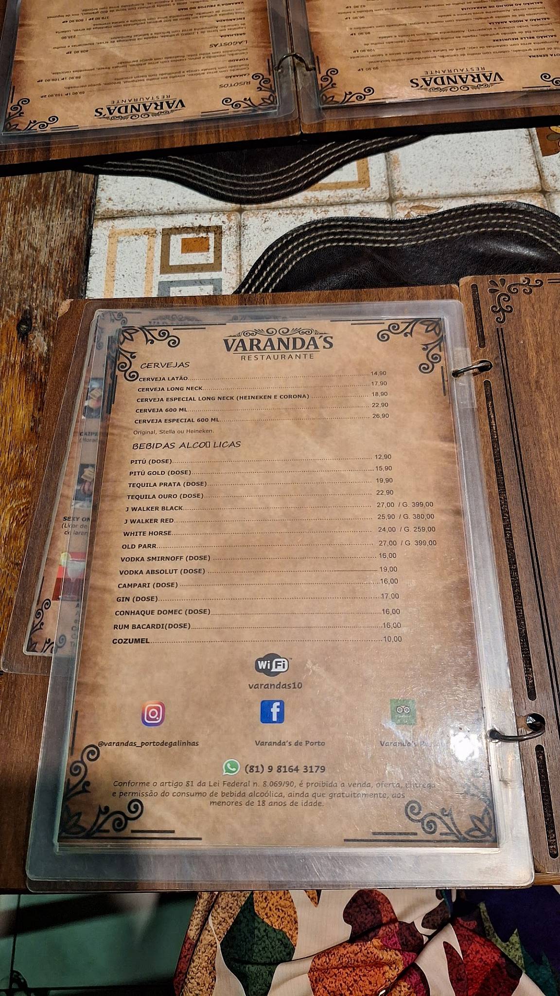 Varanda's Restaurante cardápio