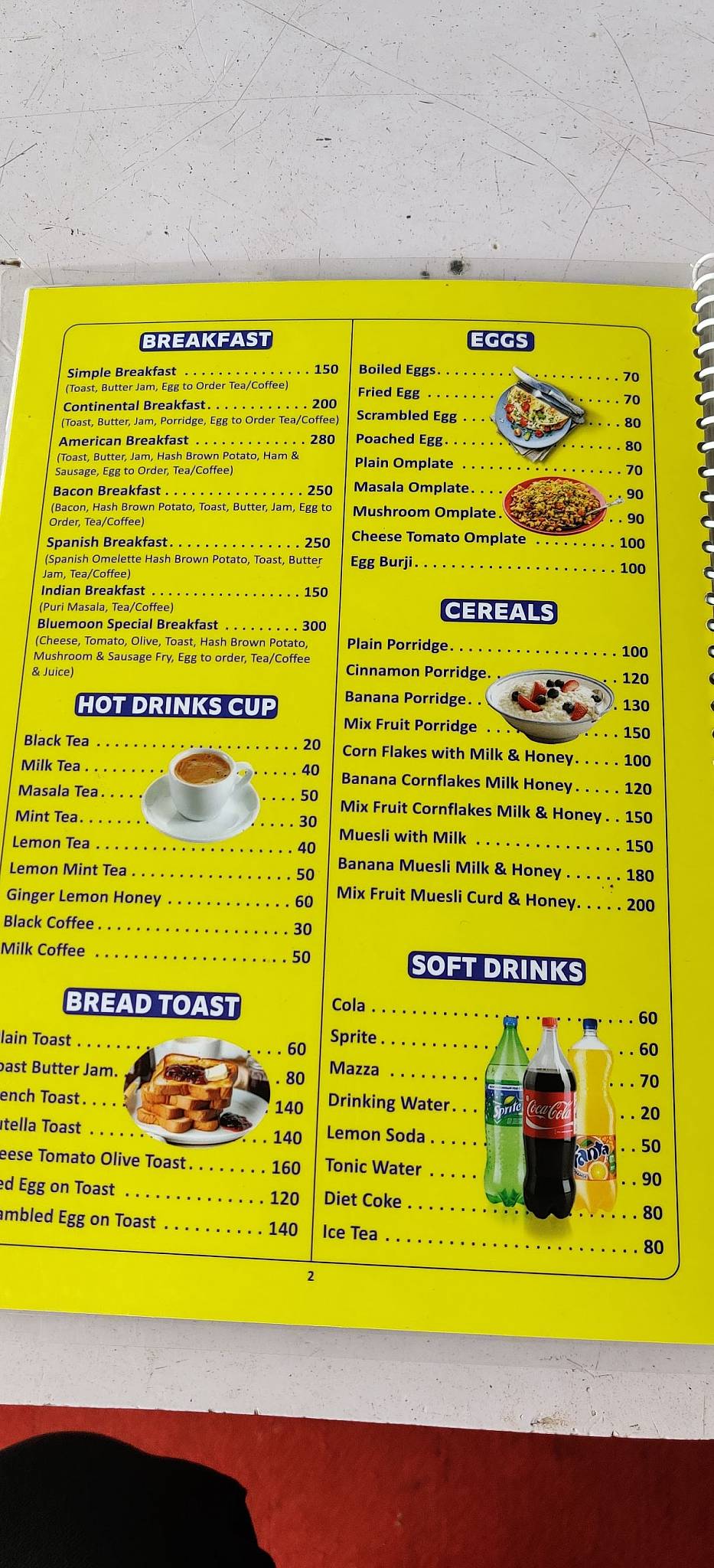 Blue Moon Cafe menu
