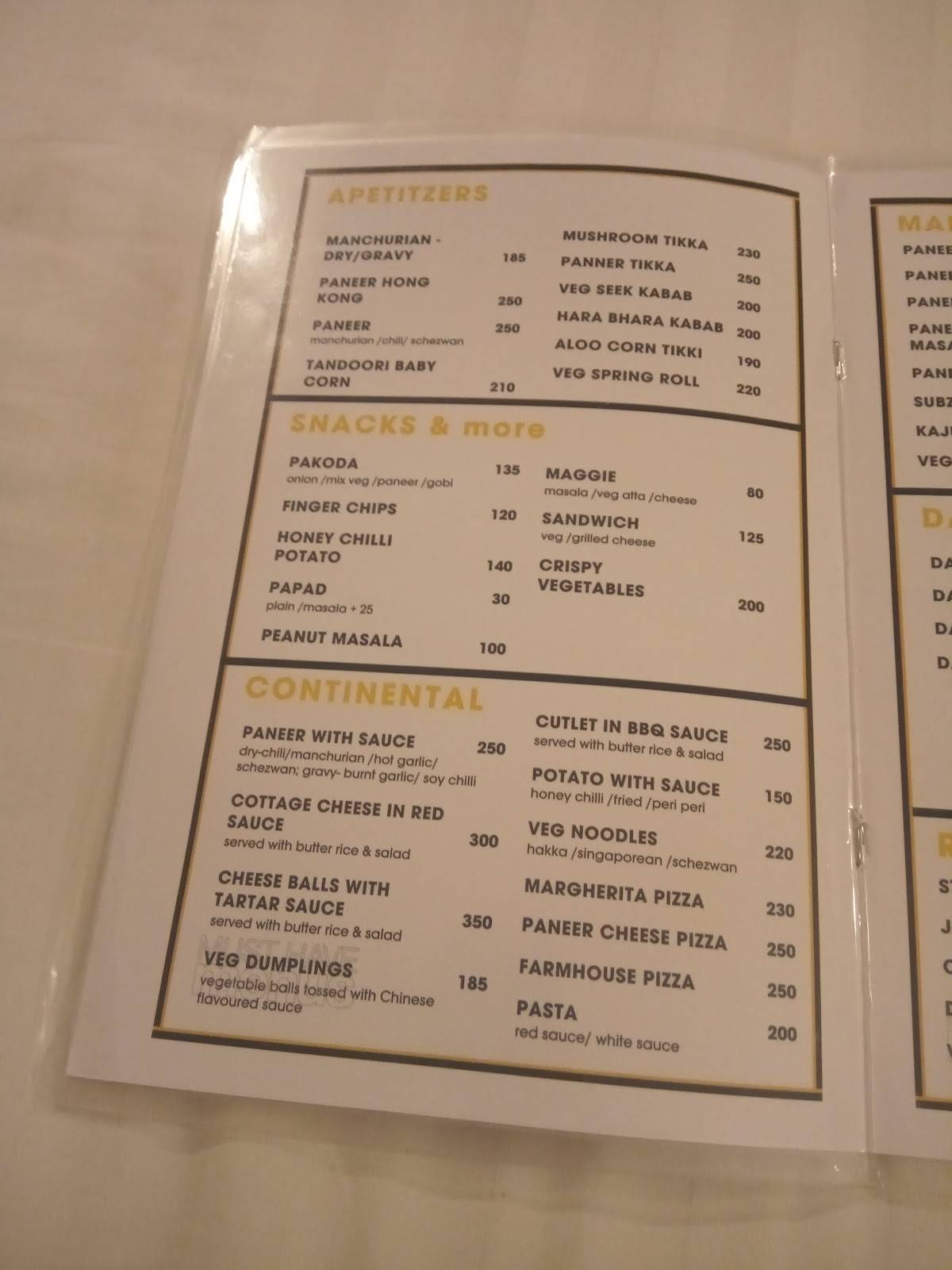 Rasoi (previously VeggieGram) menu