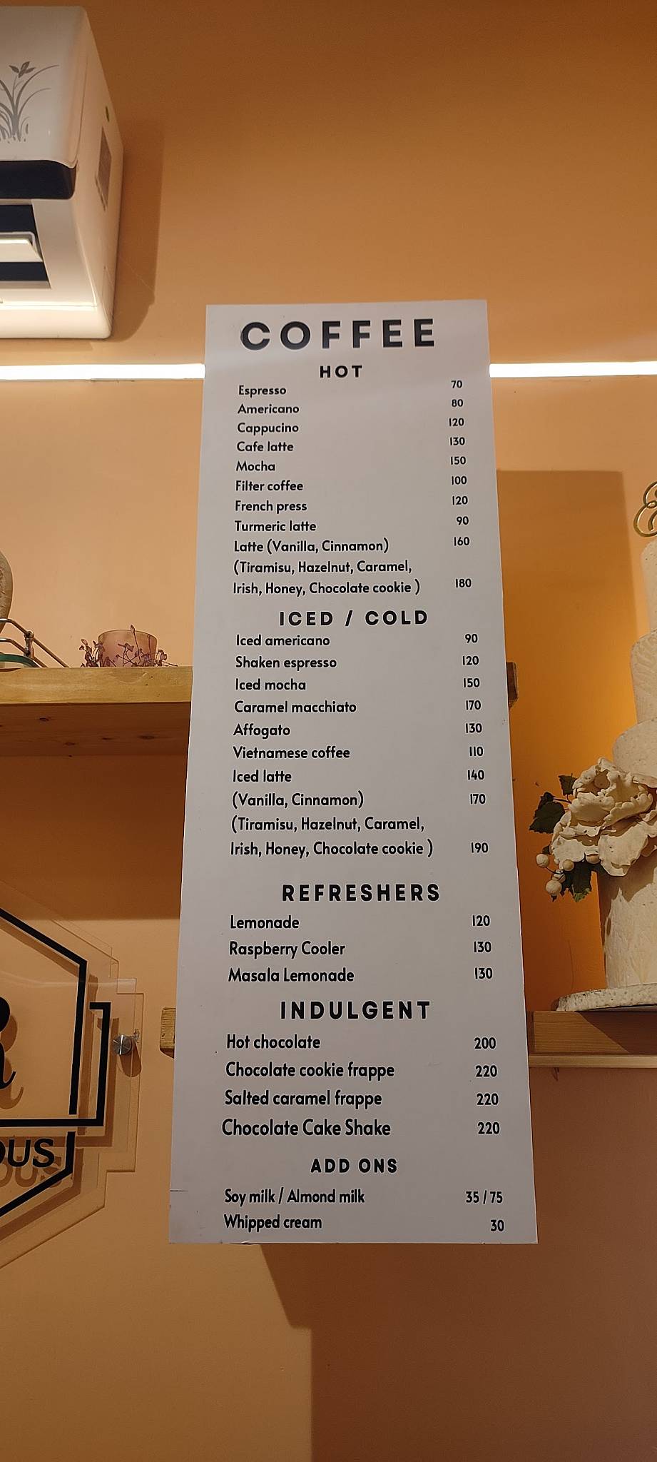 Venilicious Bakery & Cake shop menu