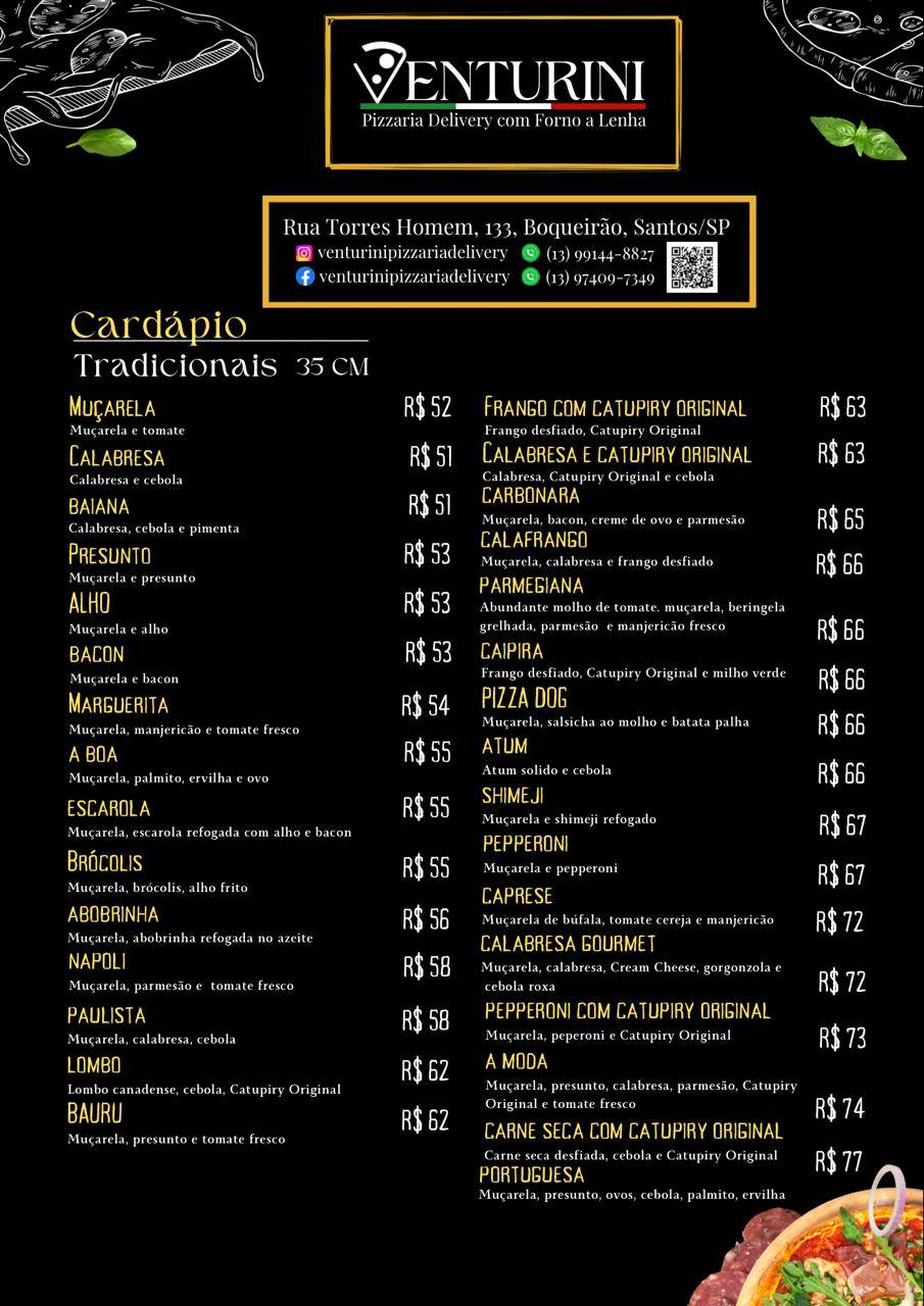 Venturini Pizzaria cardápio