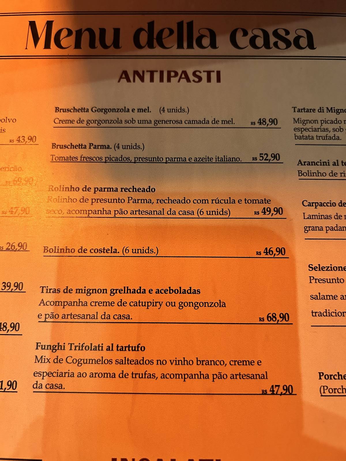 Verace Empório & Panetteria cardápio