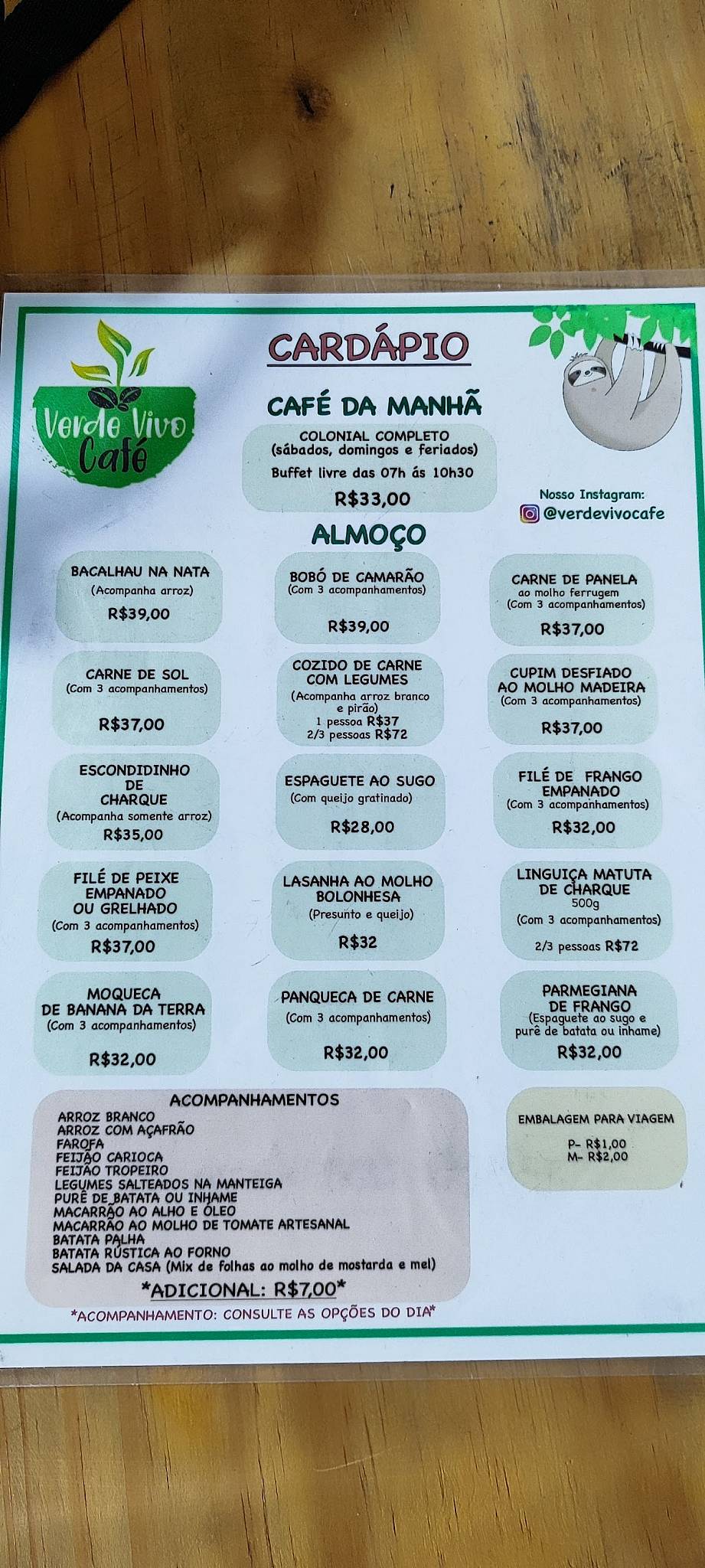 Verde Vivo Café cardápio