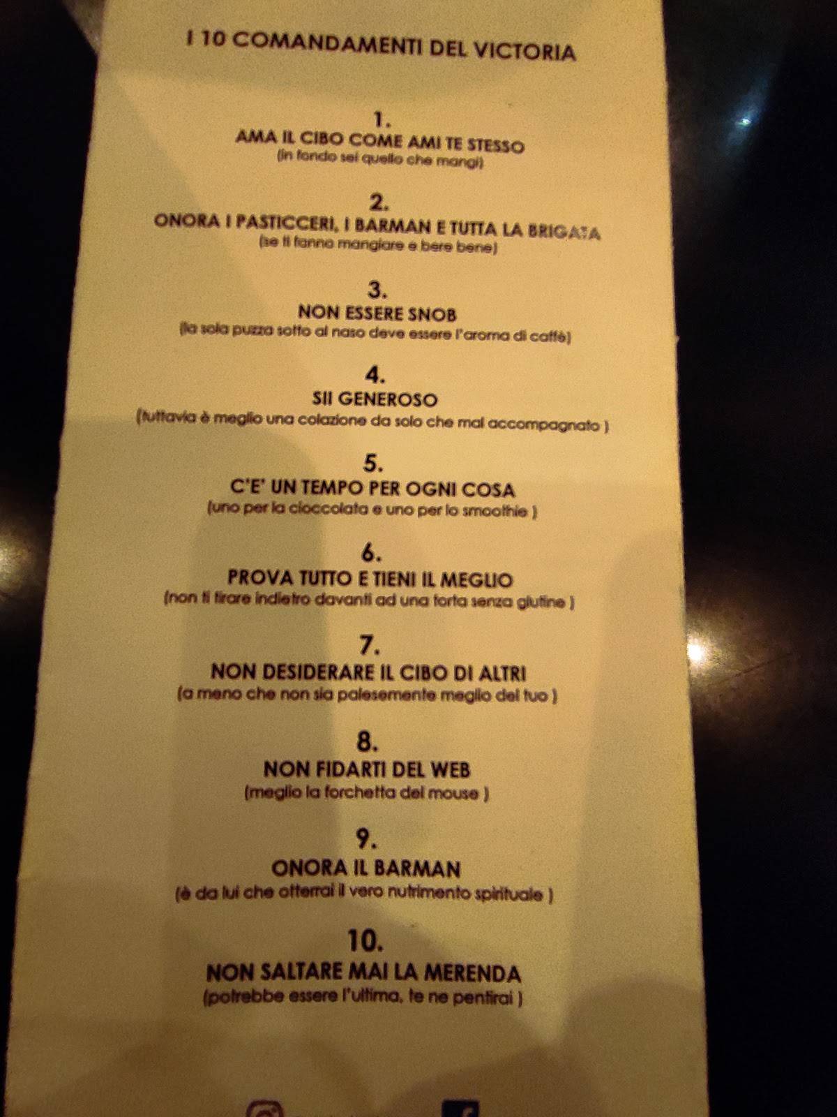 Menu di Victoria - Coffee Lounge Restaurant Shop Pavia 
