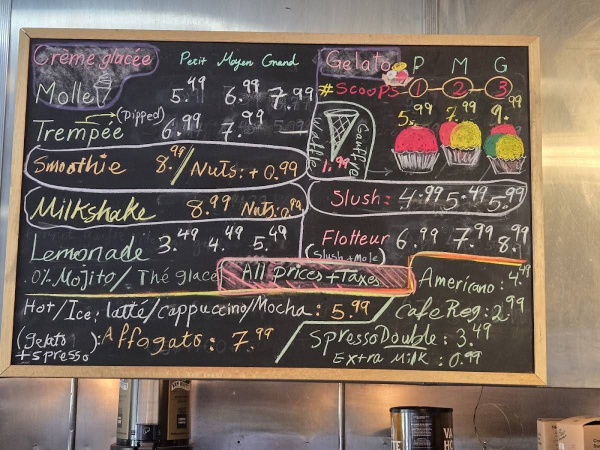Menu at Vieux Quebec restaurant, Québec City