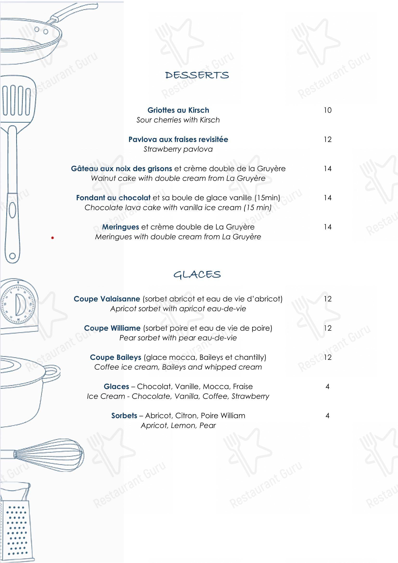 Menu di Vieux Villars - Menu