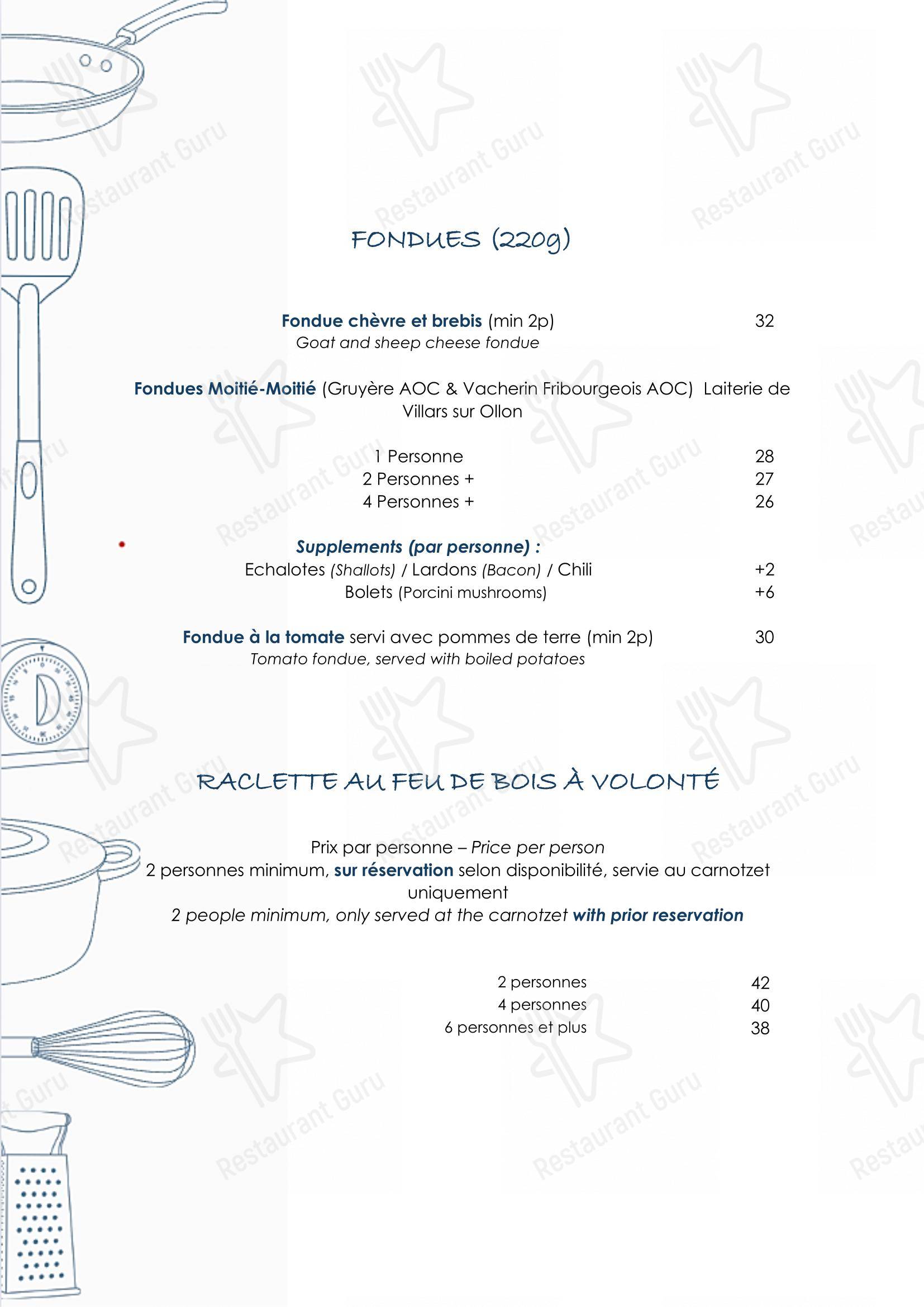 Menu per Vieux Villars in Ollon