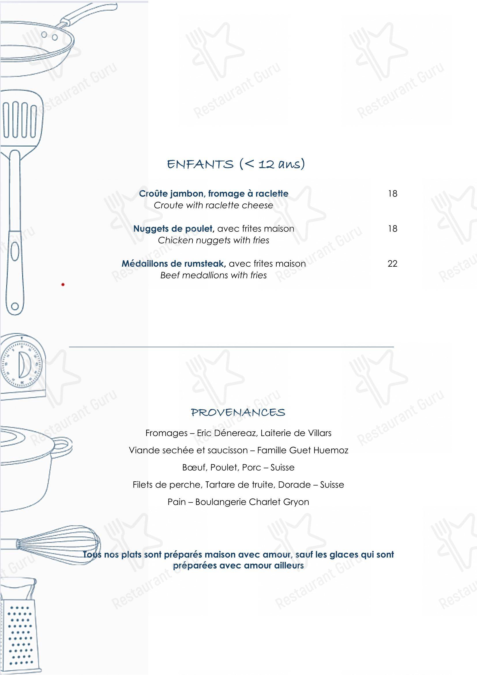 Vieux Villars in Ollon - Menu