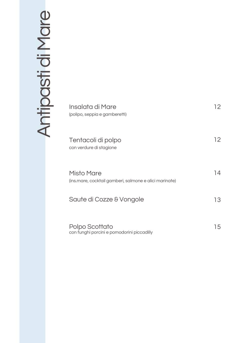 Menu di Violella 