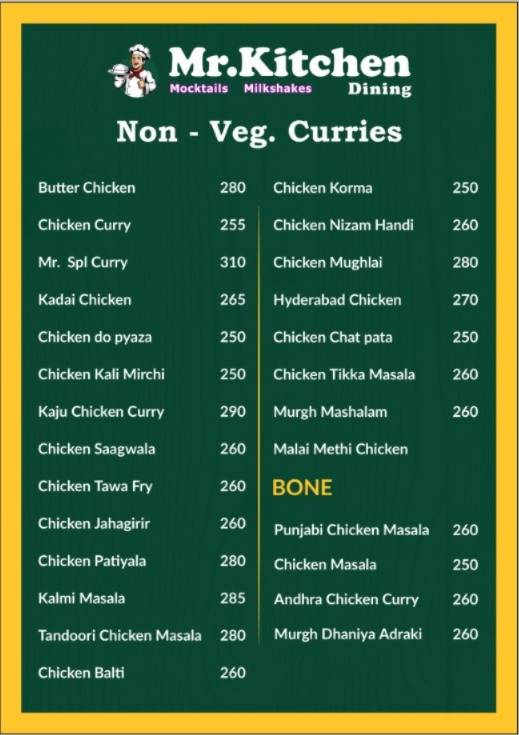 Mr.Kitchen Dining menu