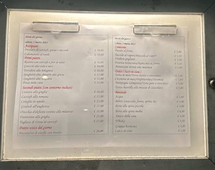 Menu di Vivá 