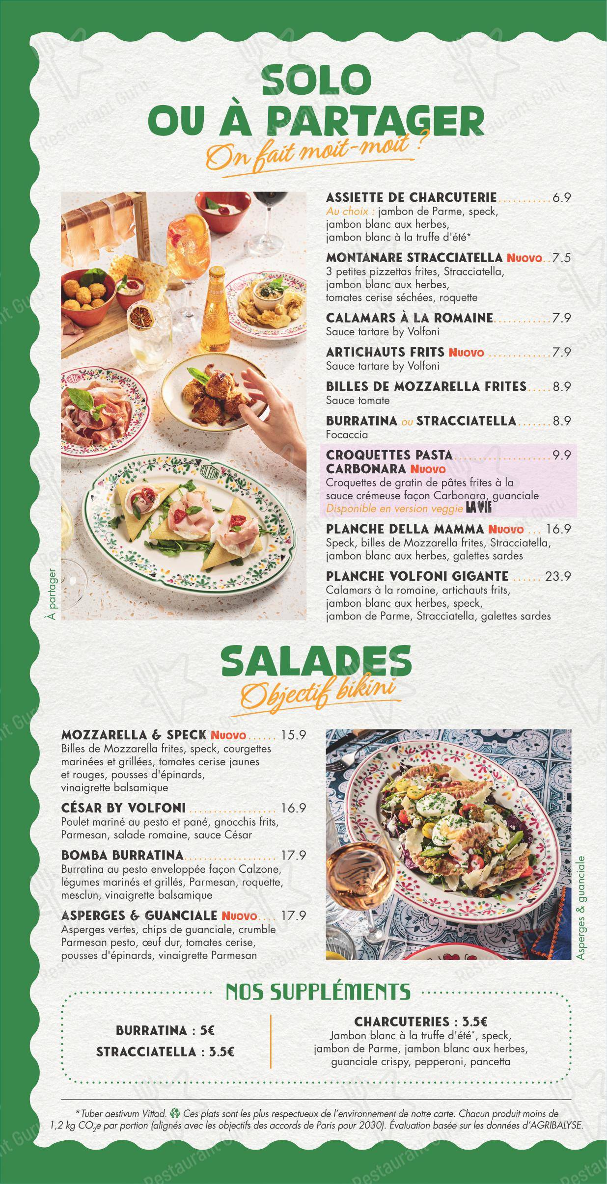 Menu pour Volfoni Torcy restaurant