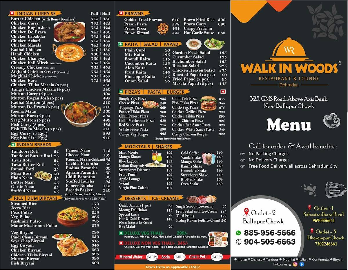 Walk In Woods Restaurant menu