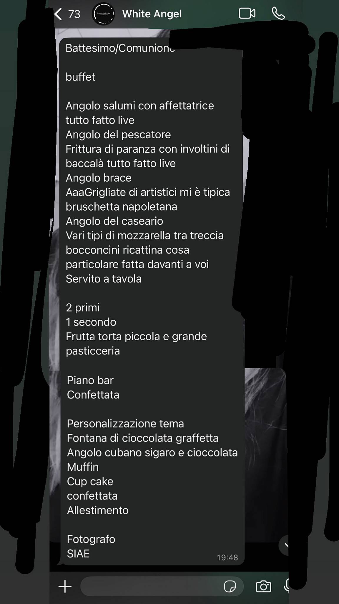 Menu di White Angel Eventi 