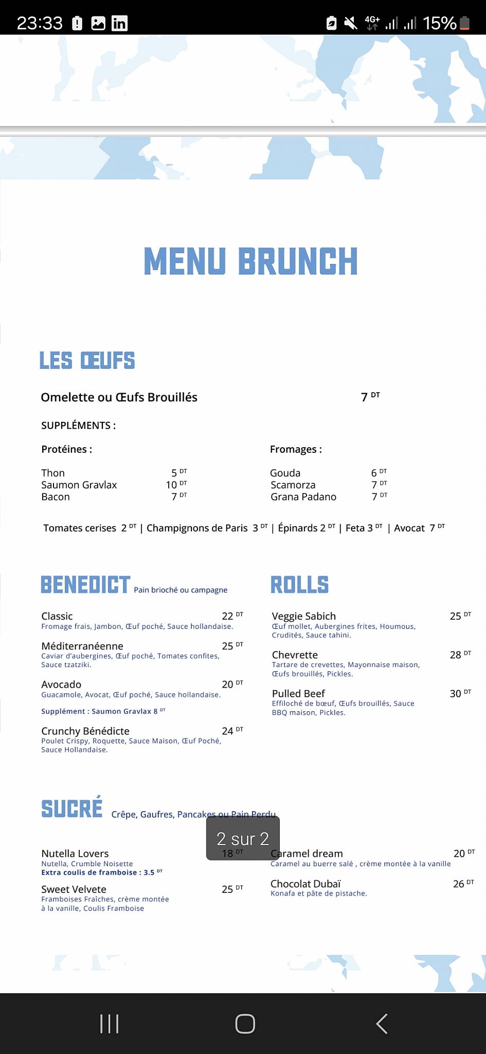 Menu de White Sidi bousaïd