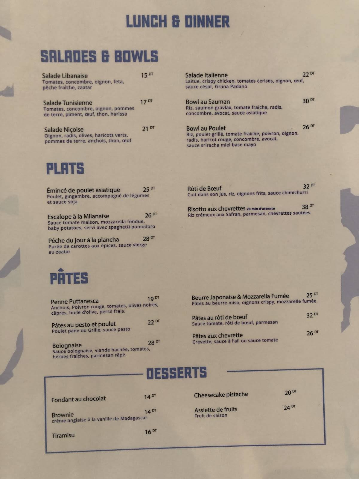 Menu de White Sidi bousaïd