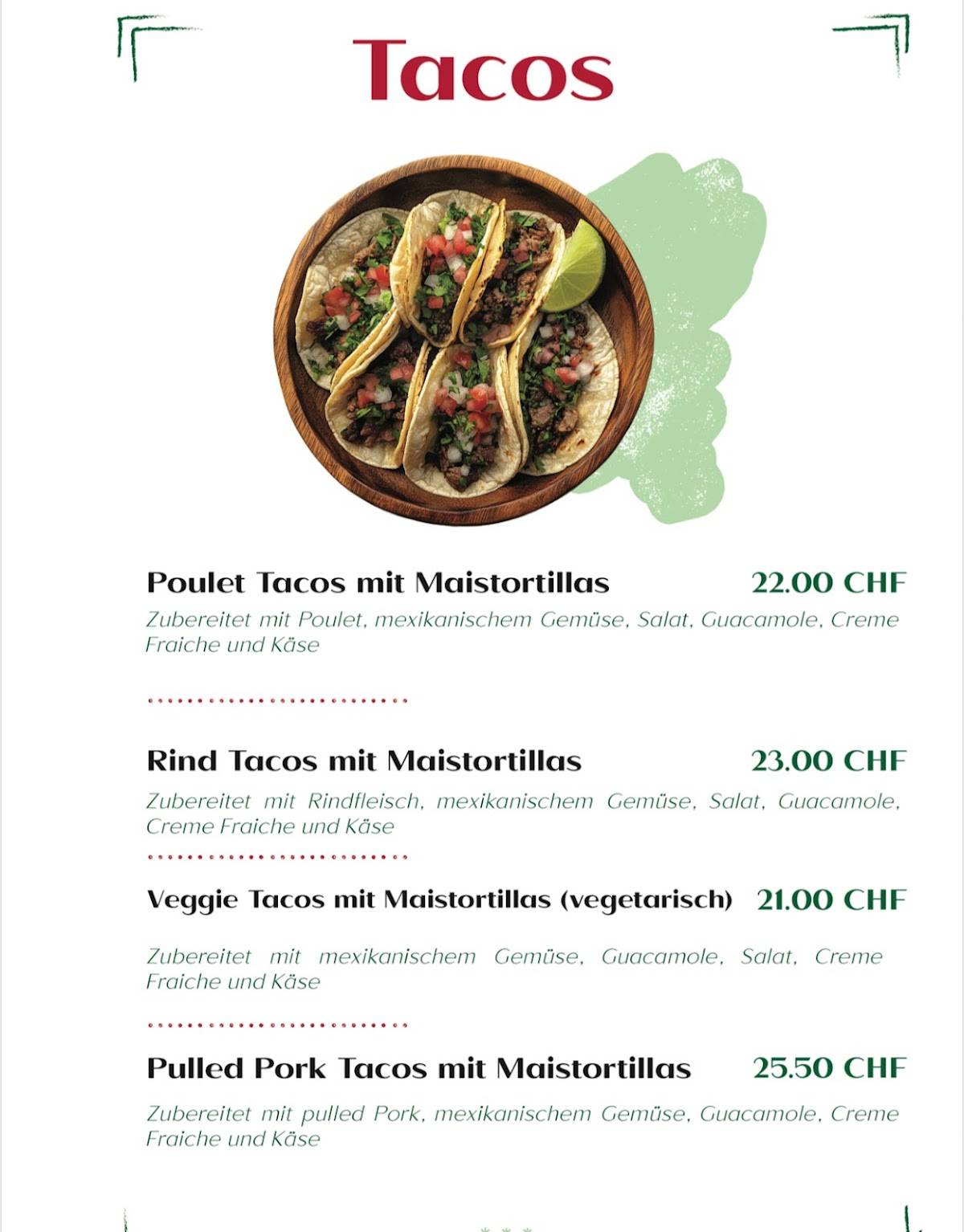 Menu di T Mexican Food 