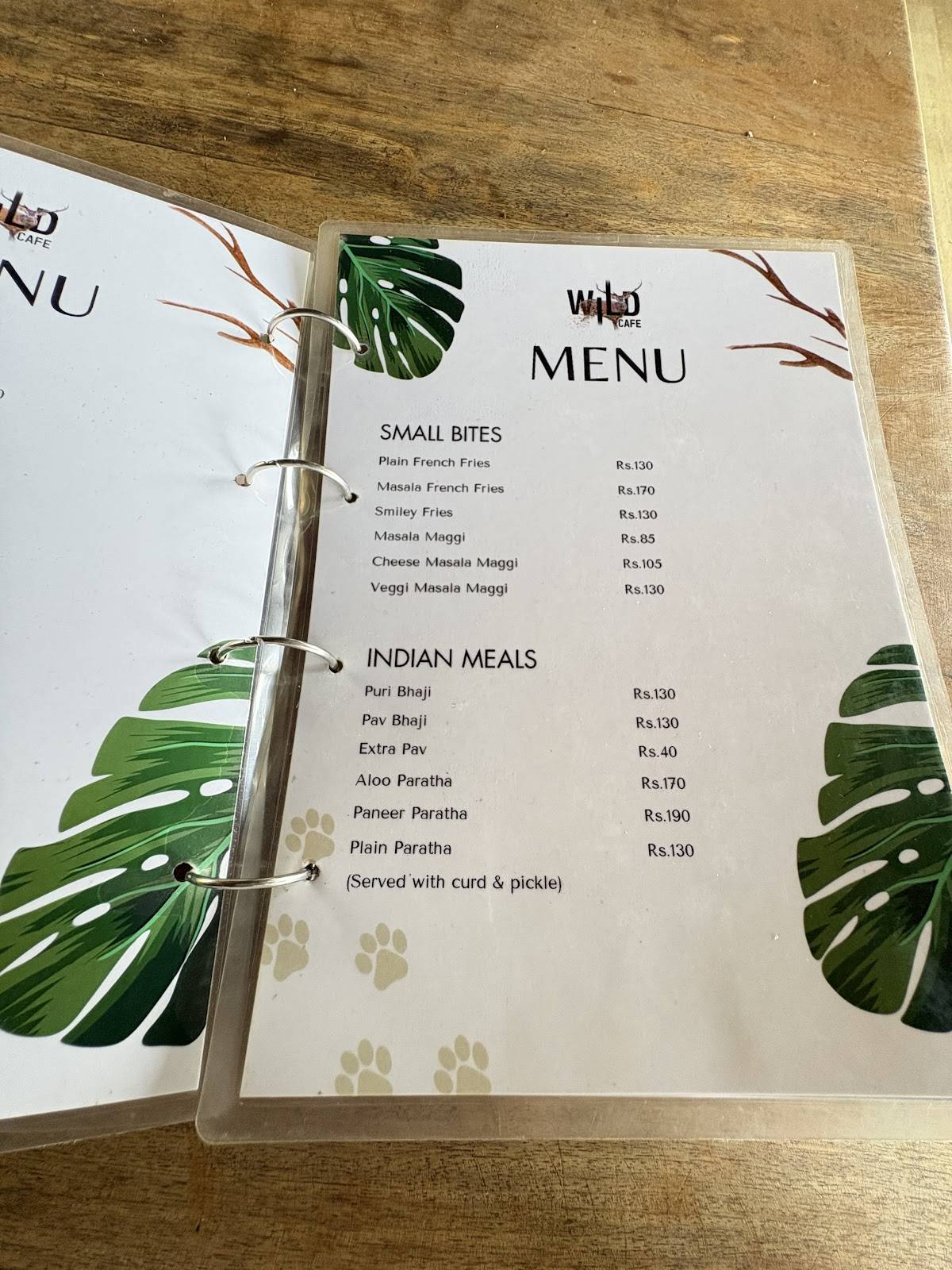 Wild cafe menu