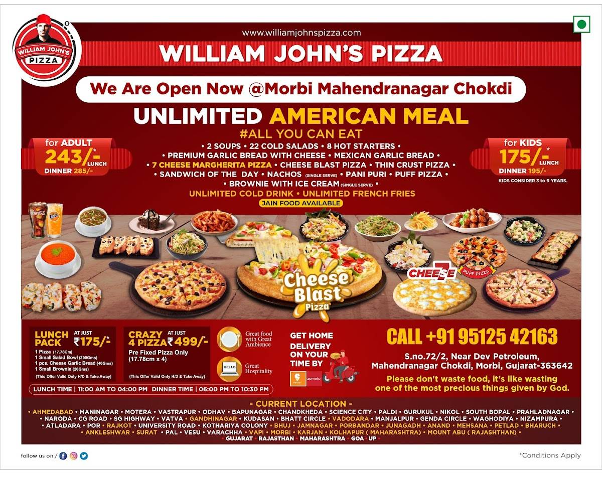 William John's Pizza, Mahendranagar menu
