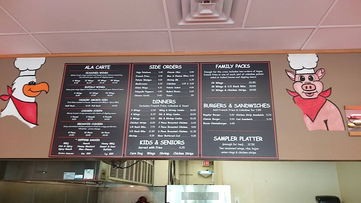 Menu at Wing Joint BBQ, Blaine