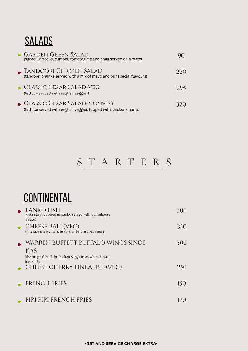 YOLO Lounge - Go Green (Bar Cum Restaurant) menu