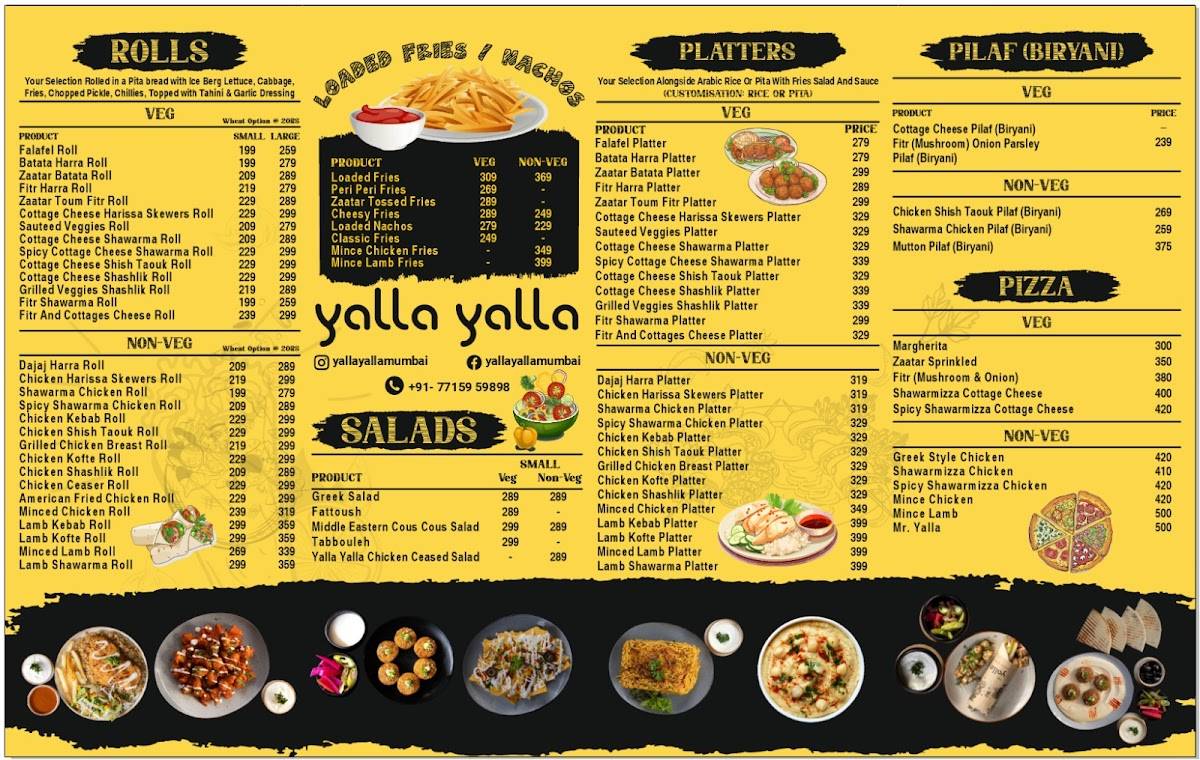 Yalla Yalla menu