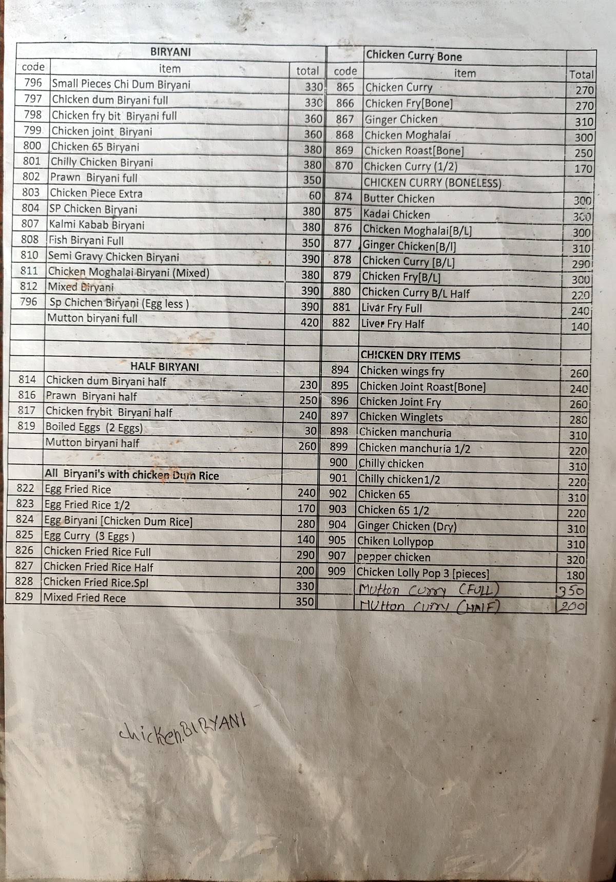 Yati foods menu
