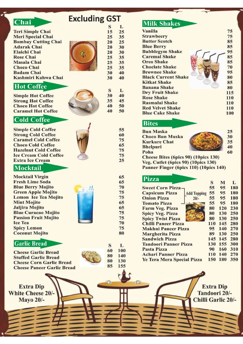 Ye Teri Meri Chai menu