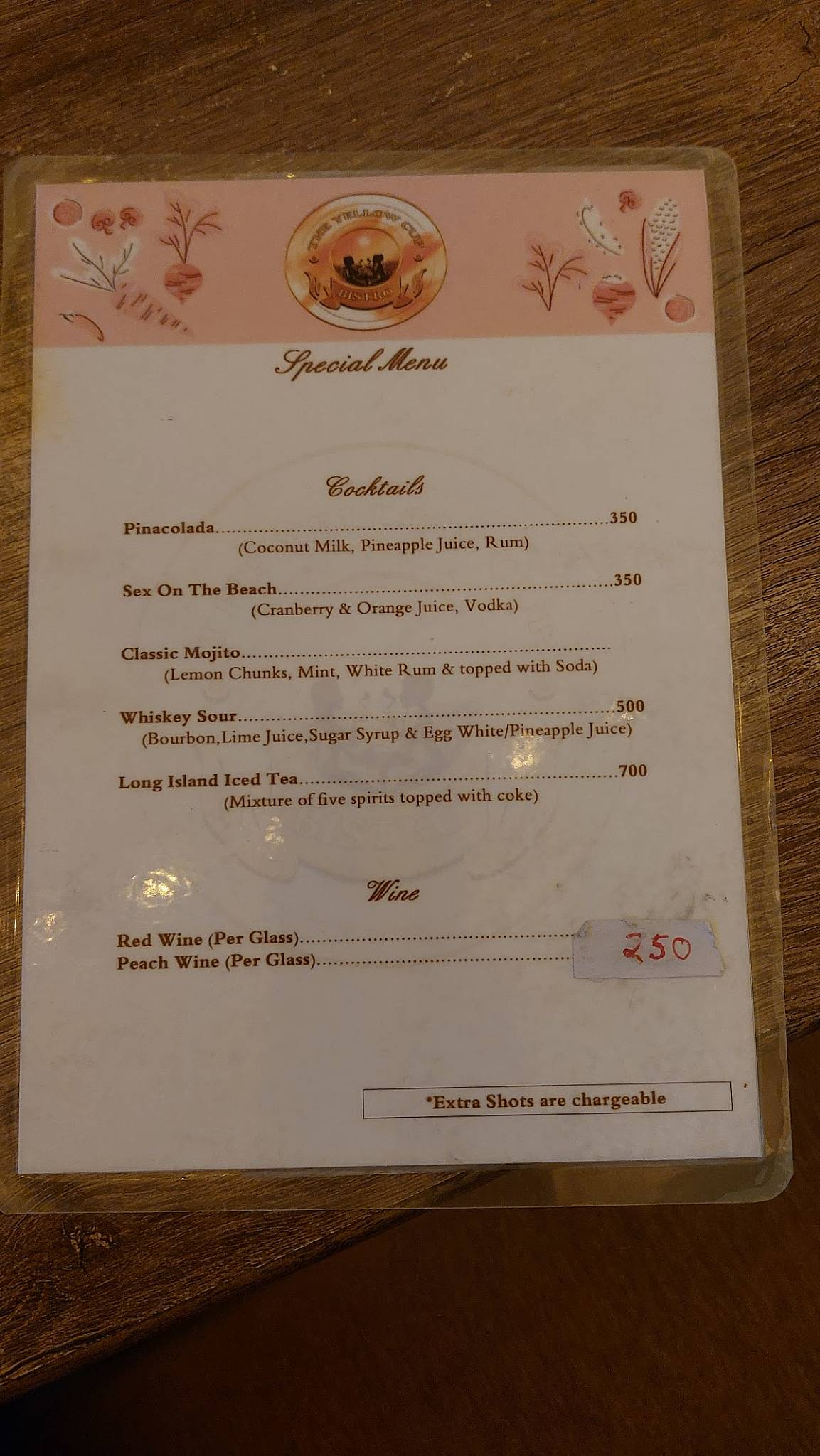 Yellow Cup Bistro menu