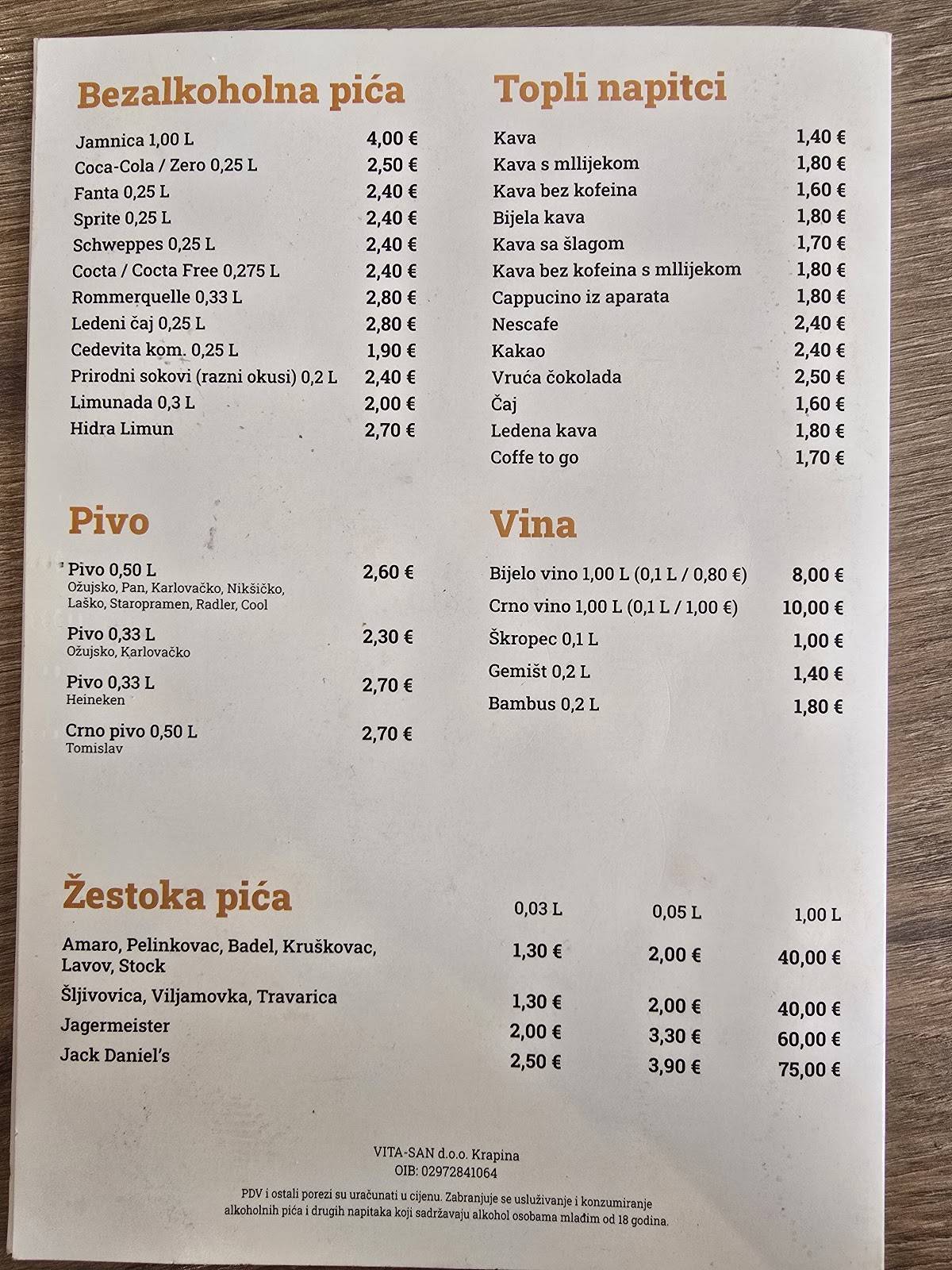 Menu di Yeti 