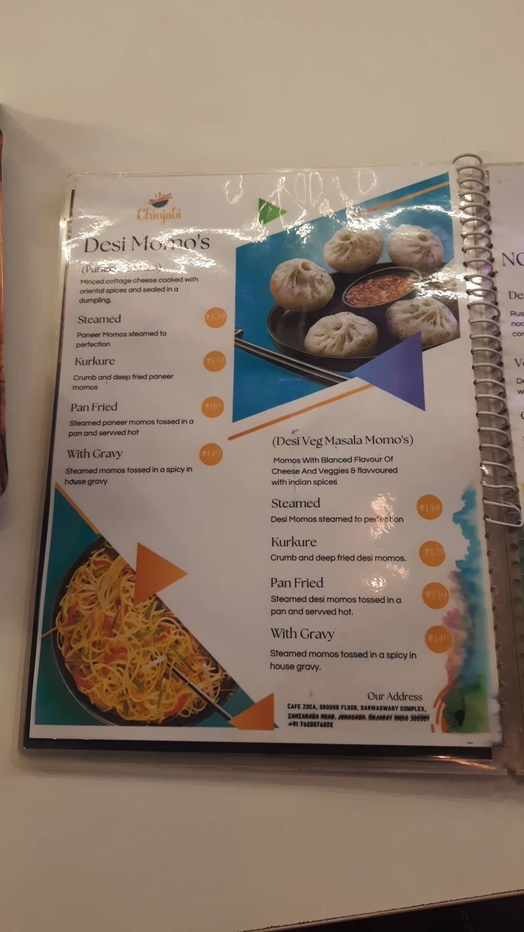 ZOCA Café menu