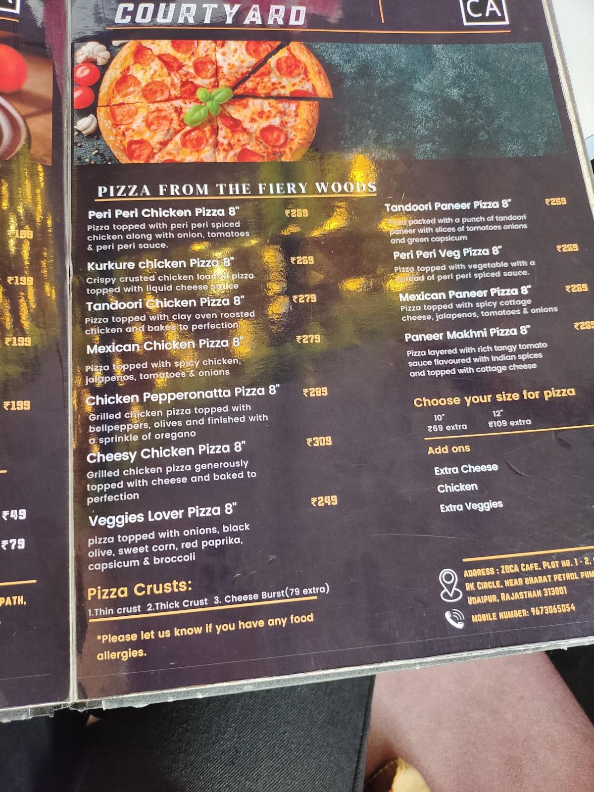ZOCA Cafe menu