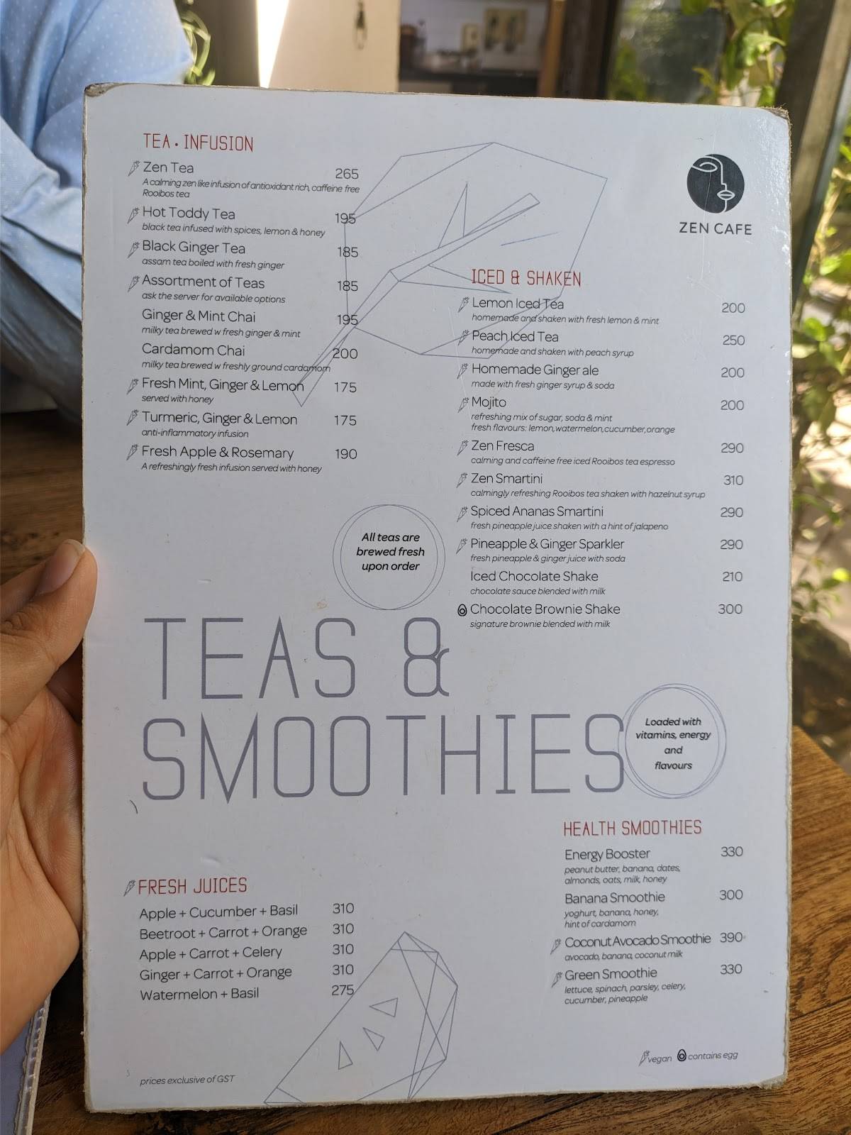Zen Cafe menu