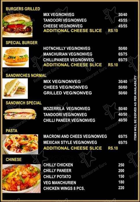 Zeus menu