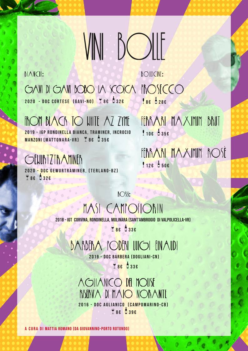 Menu di Zizania via Celestino Cocktail bar Milano 
