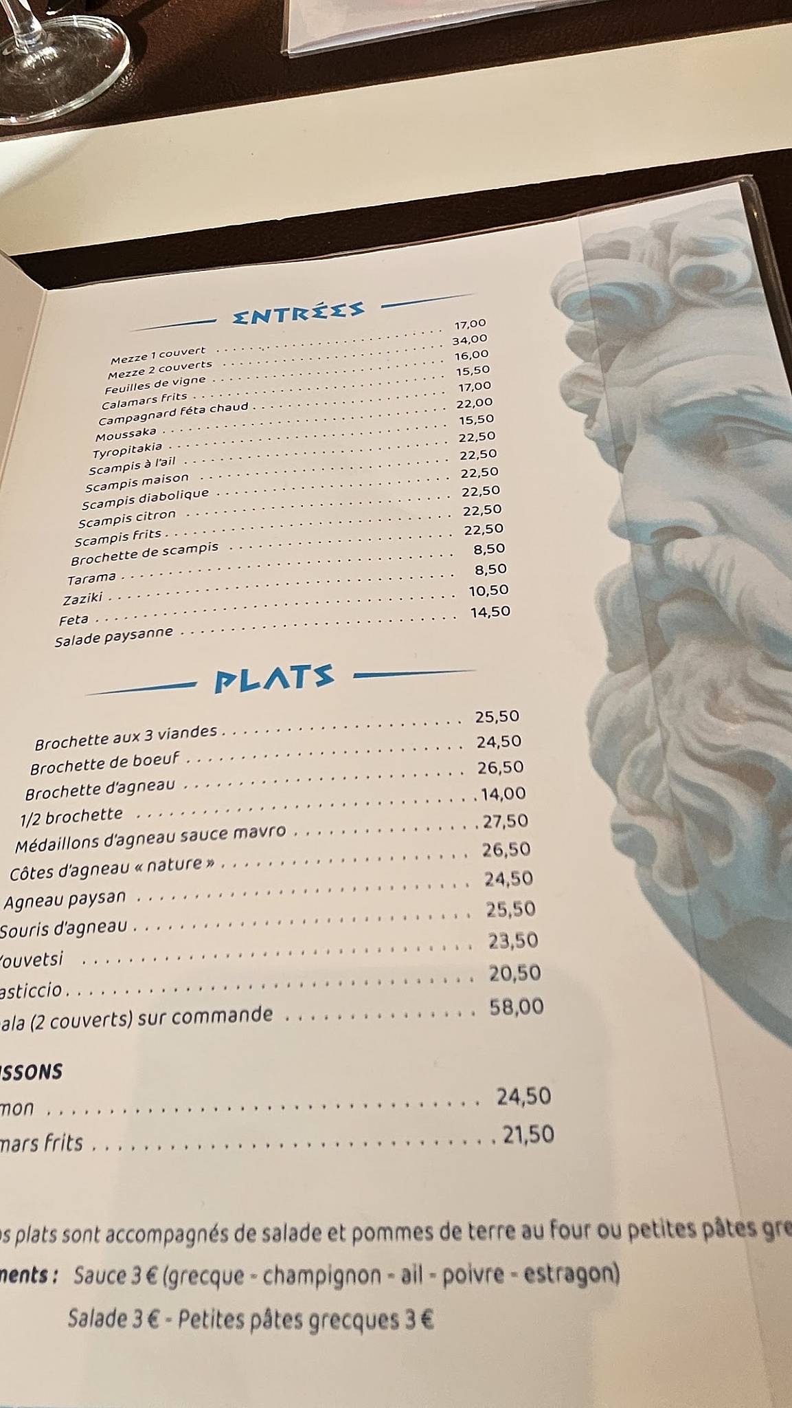 Menu de Zorbas