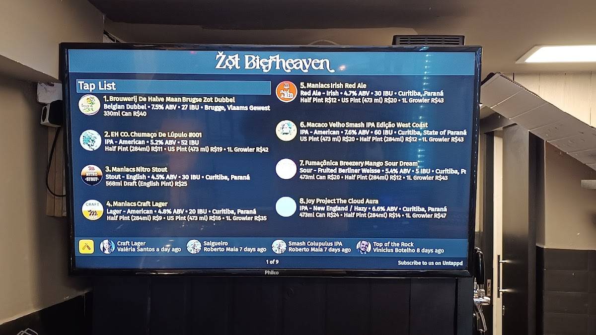 Zot Bierheaven cardápio