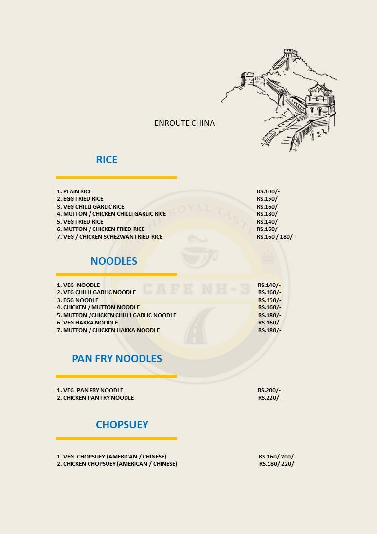 cafe NH 3 menu