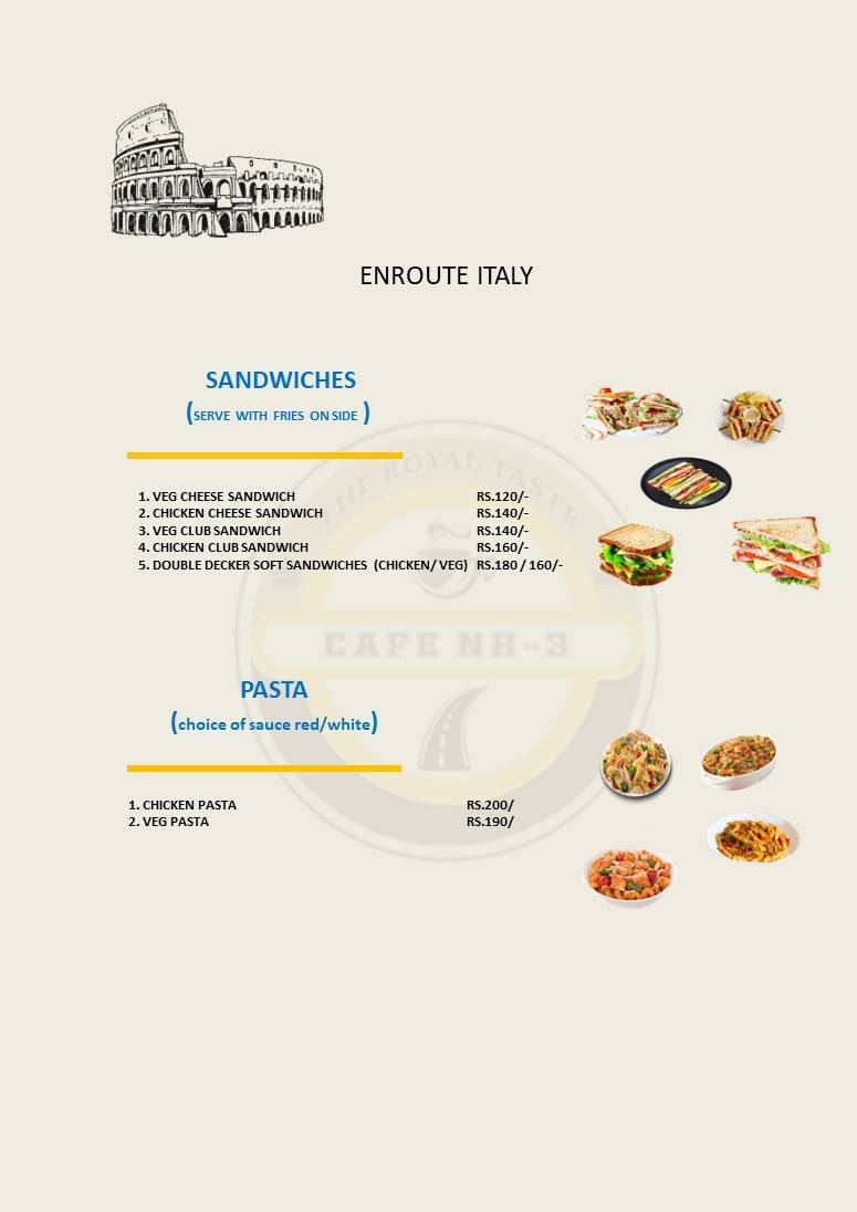 cafe NH 3 menu