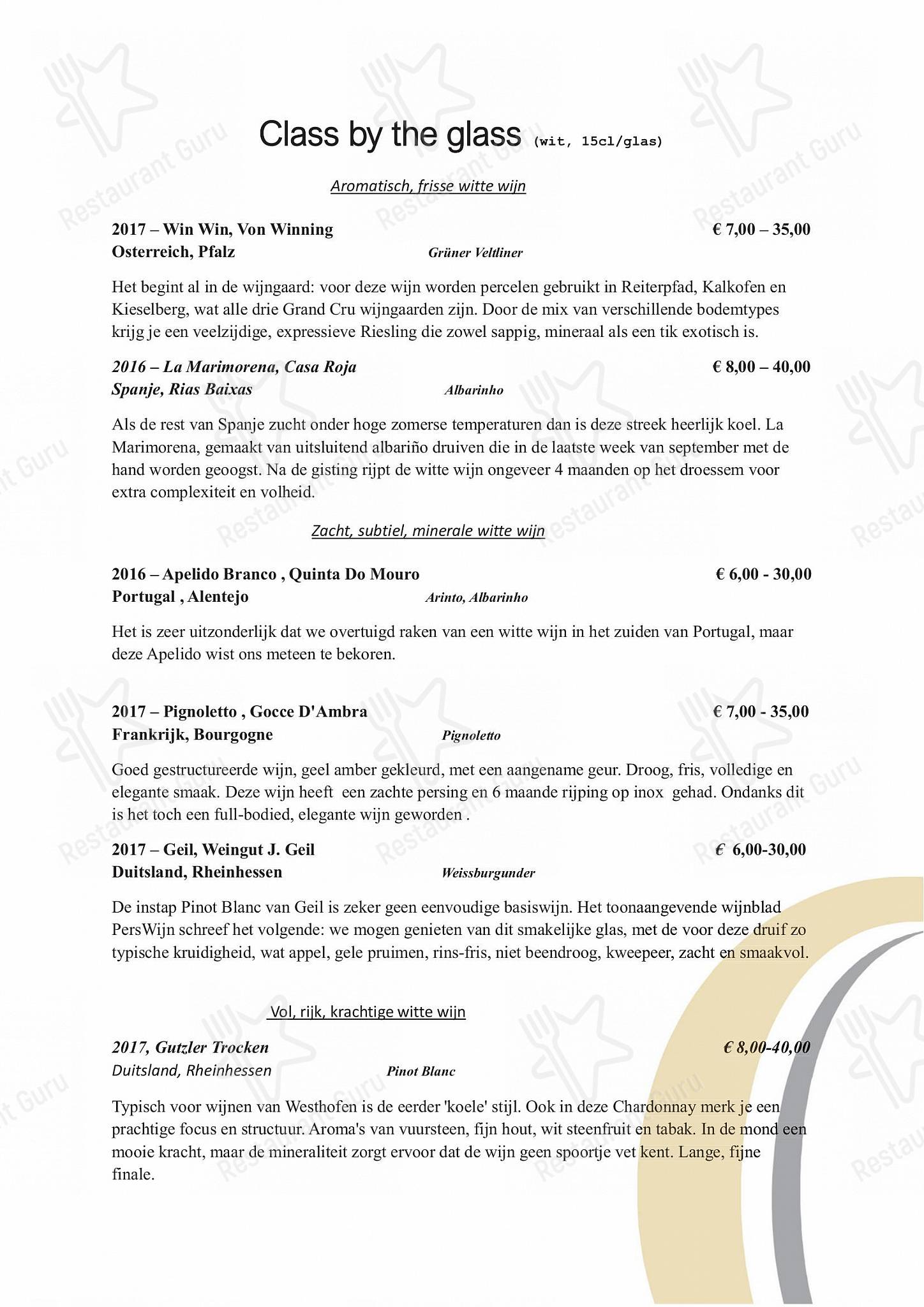 Wine Menu pour Restaurant Condacum dans Kontich