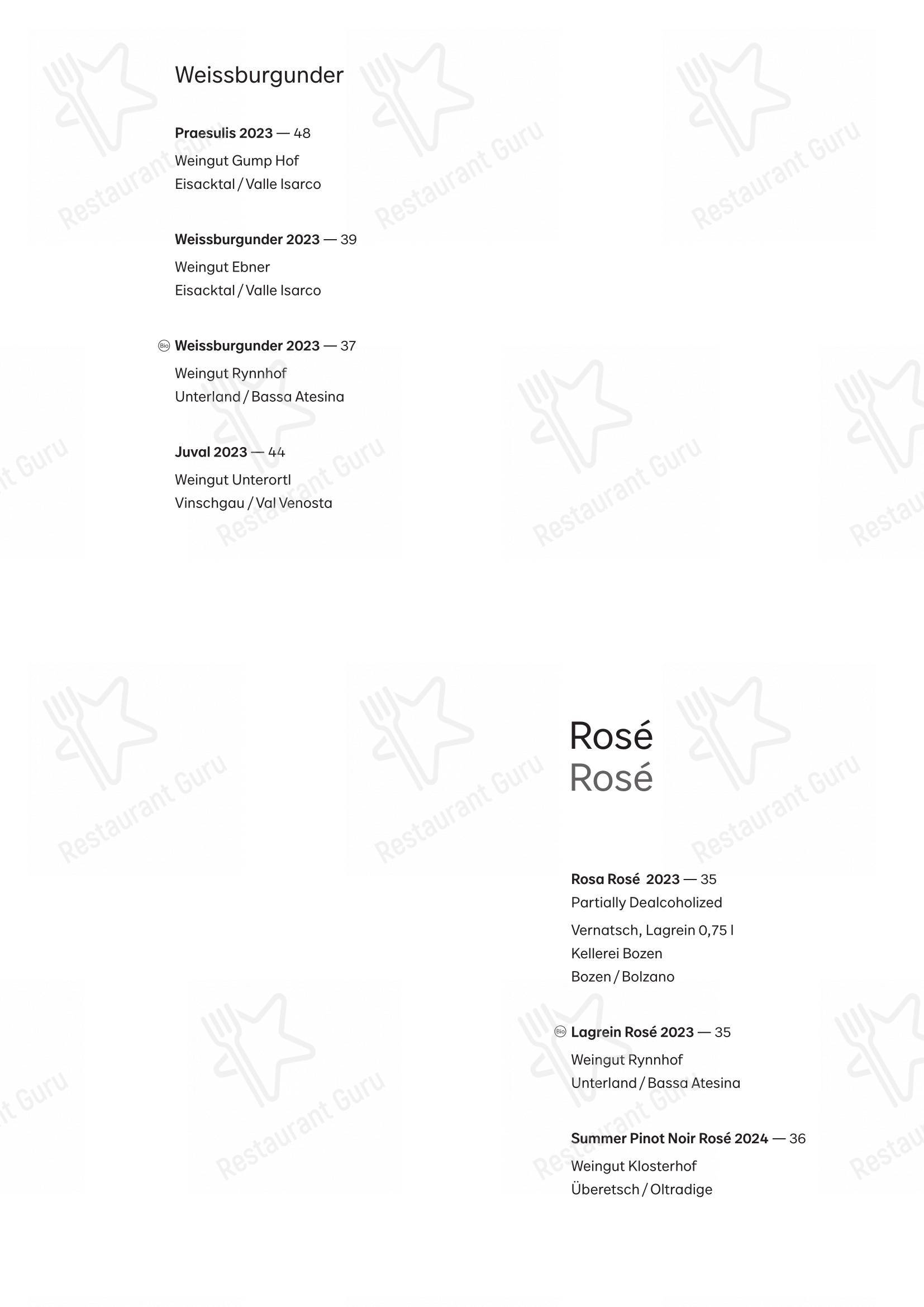 fink in Bressanone - Menu bar