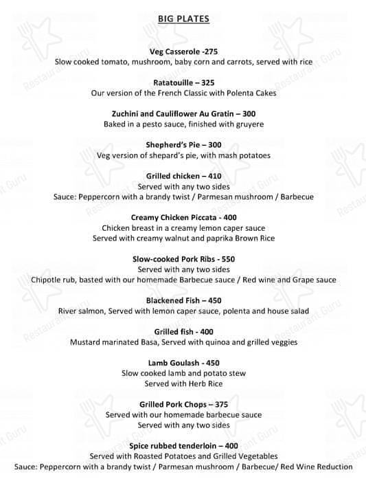 Autumn Leaf Cafe menu