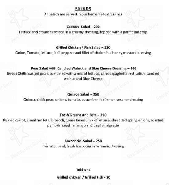 Autumn Leaf Cafe menu