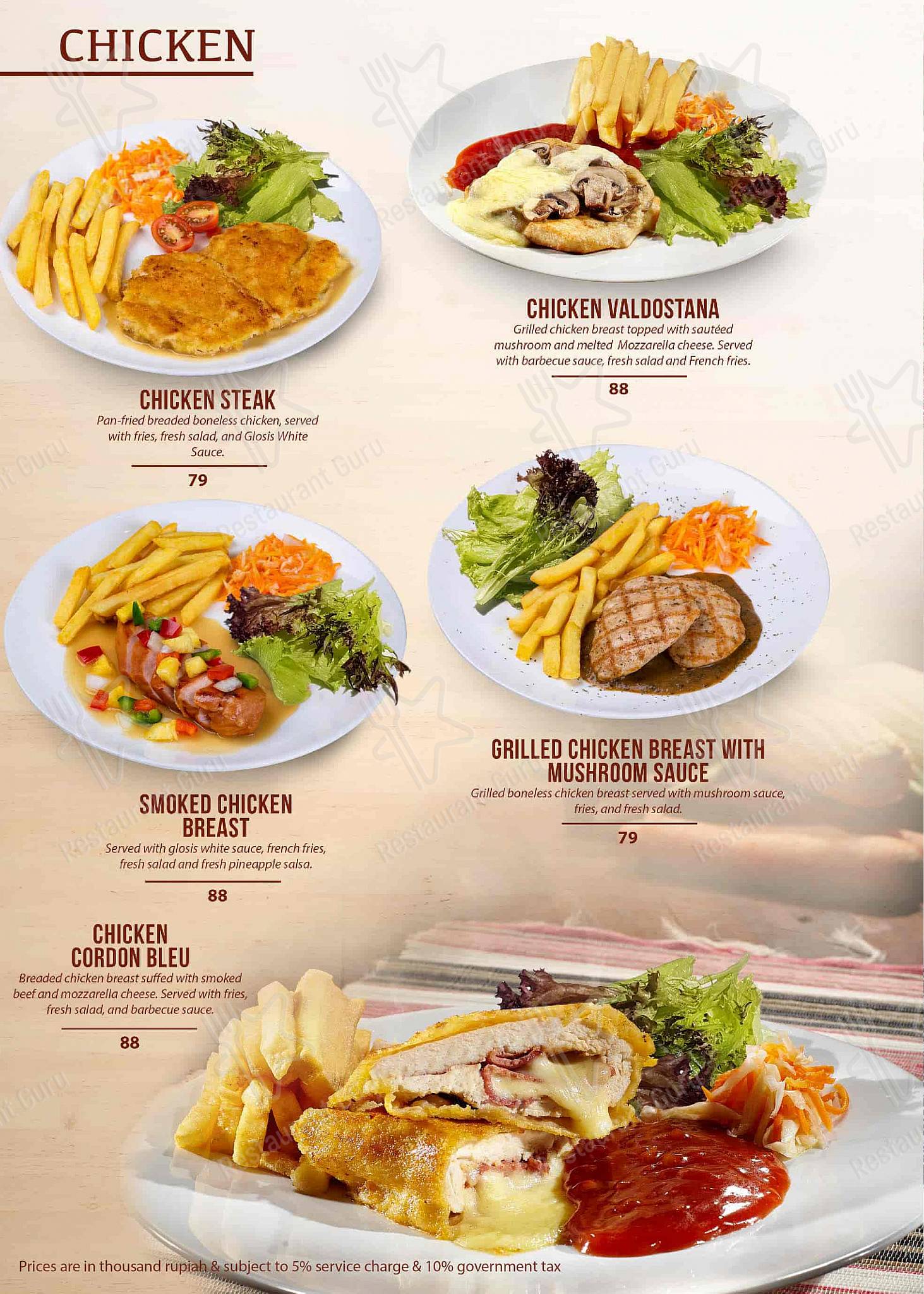 Glosis Restaurant menu