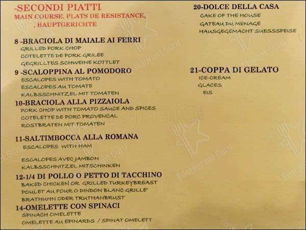 Menu de La Famigliola